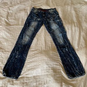 Black Acid Wash Dark Blue Skinny Jeans Size 30x32
